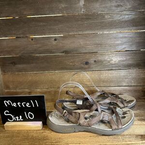 Womens Merrell Agave 2 Lavish Brown Leather Casual Comfort Sandals Size 10 M GUC